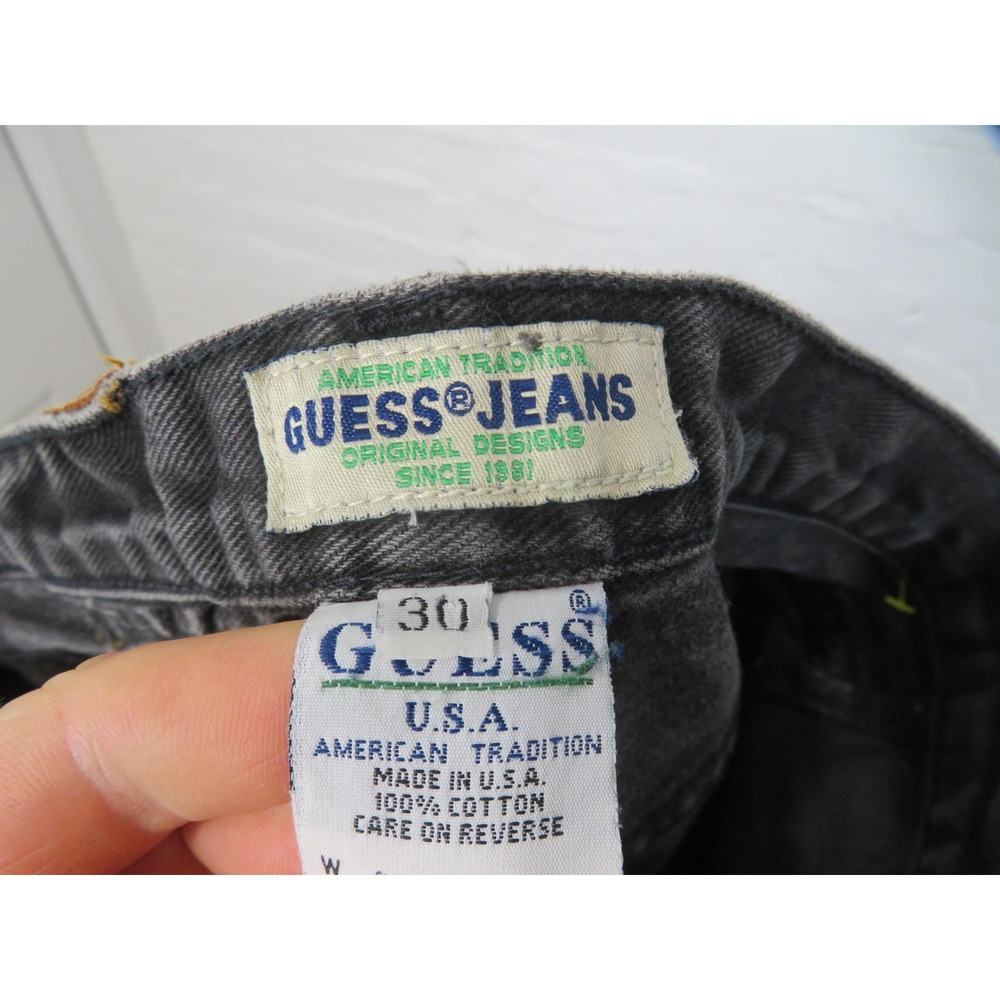 Vintage Guess Jeans Mens 30x32 Black Denim High Rise Tapered USA Made 80s - Picture 7 of 11